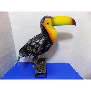 NEW Metal Toucan Parrot Sculpture Statue Figurine Tropical Decor Birds Macaw